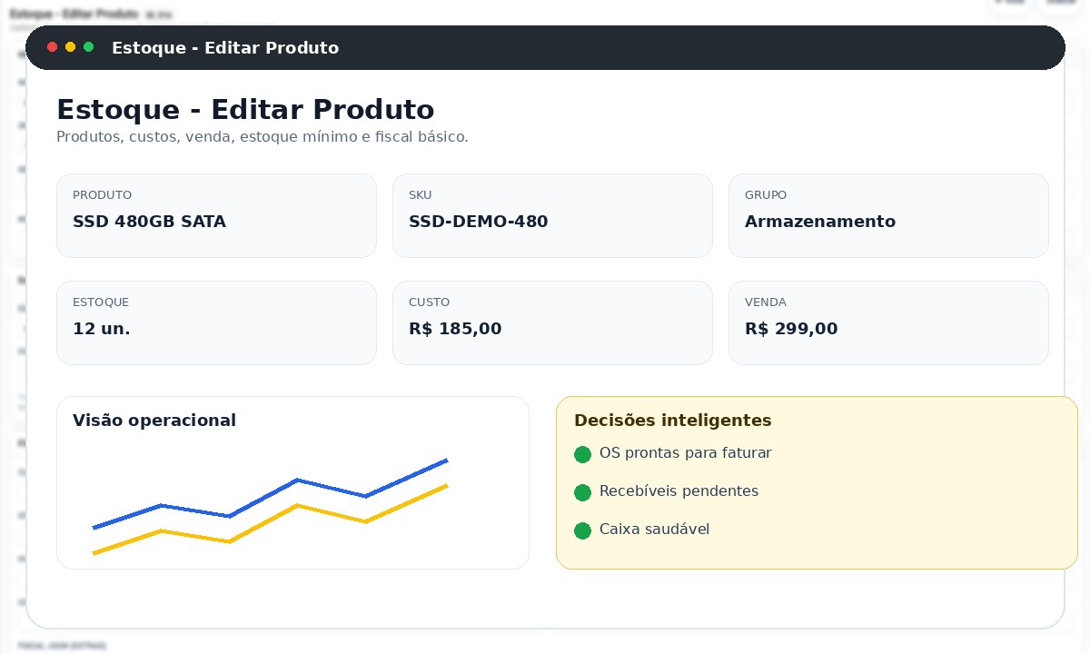 Estoque com dados fictícios