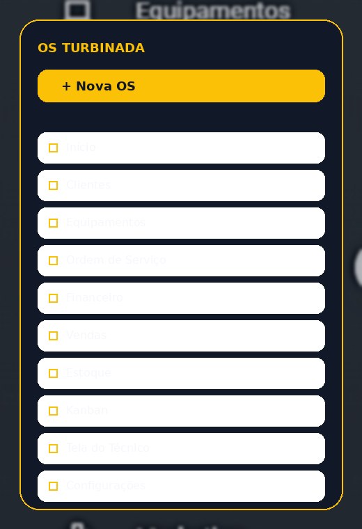 Menu mobile do sistema
