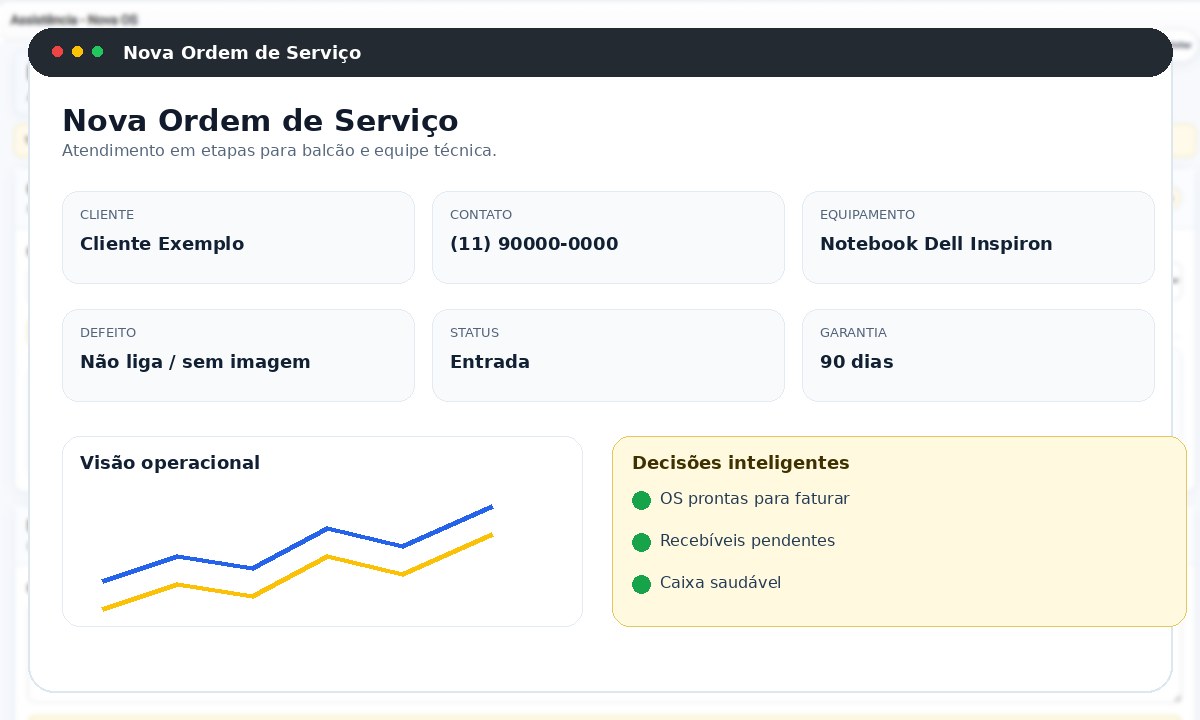Tela Nova OS com dados fictícios
